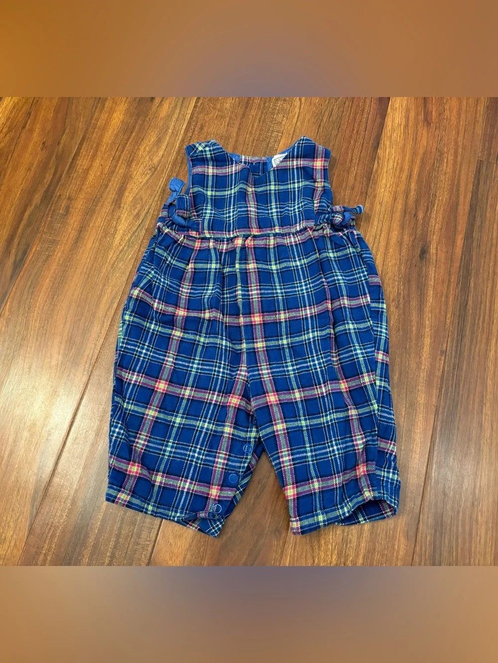 Baby Gap Vintage Blue Plaid Sleeveless Jumpsuit